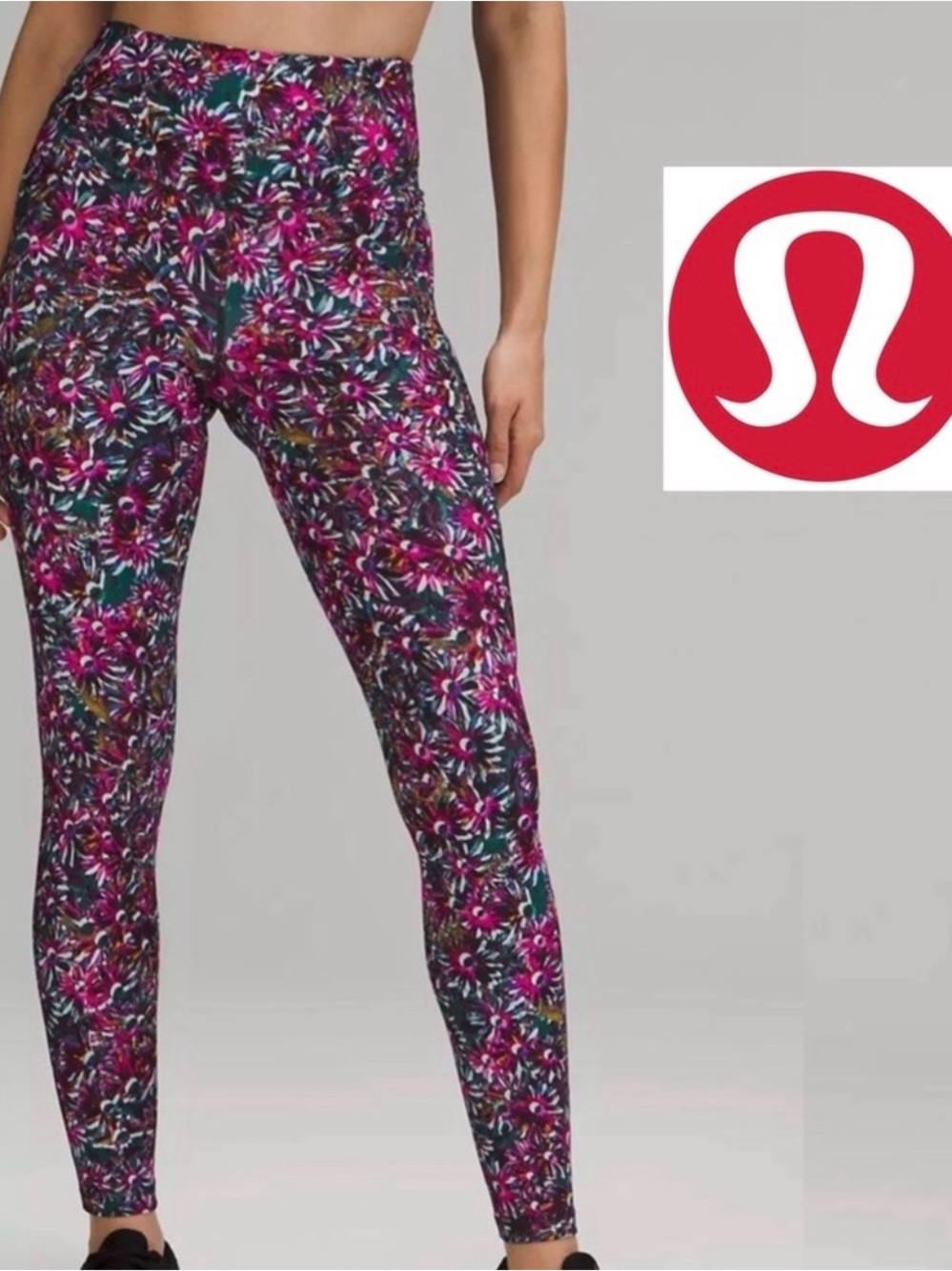 Lululemon Base Pace High Rise Fleece Tight 28" Floral Electric Multi Size 12